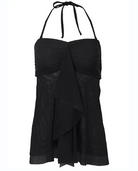 Schwarzes Neckholder-Top, ärmellos, elegant, Damenmode, Sommerkleidung, leichtes Material.