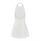Weißes ärmelloses Minikleid mit Neckholder, elegantes Design, ideal für Sommermode und besondere Anlässe. Perfekt für stilvolle Outfits.