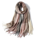 Damen-Schal aus Kaschmir, kariert, weich, warm, modisch, in Pastelltönen. Perfekt für Herbst und Winter. Hochwertige Accessoires.