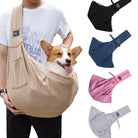 Hundetragetasche aus Stoff, beige, mit Corgi, verschiedene Farben, bequem, tragbar, modisch.