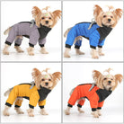 Hundemantel für kleine Hunde in vier Farben: Grau, Blau, Gelb, Rot. Wasserdicht, warm, ideal für Herbst und Winter. Perfekt für modische Haustiere.