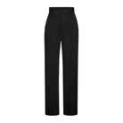 Elegante schwarze Damenhose mit hoher Taille, geradem Schnitt und Knopfverschluss. Perfekt für Business- und Freizeitoutfits.