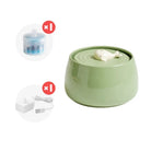 Grüner Keramik-Trinkbrunnen für Haustiere mit Fisch-Design, inklusive Filter und USB-Ladegerät. Ideal für Katzen und kleine Hunde.