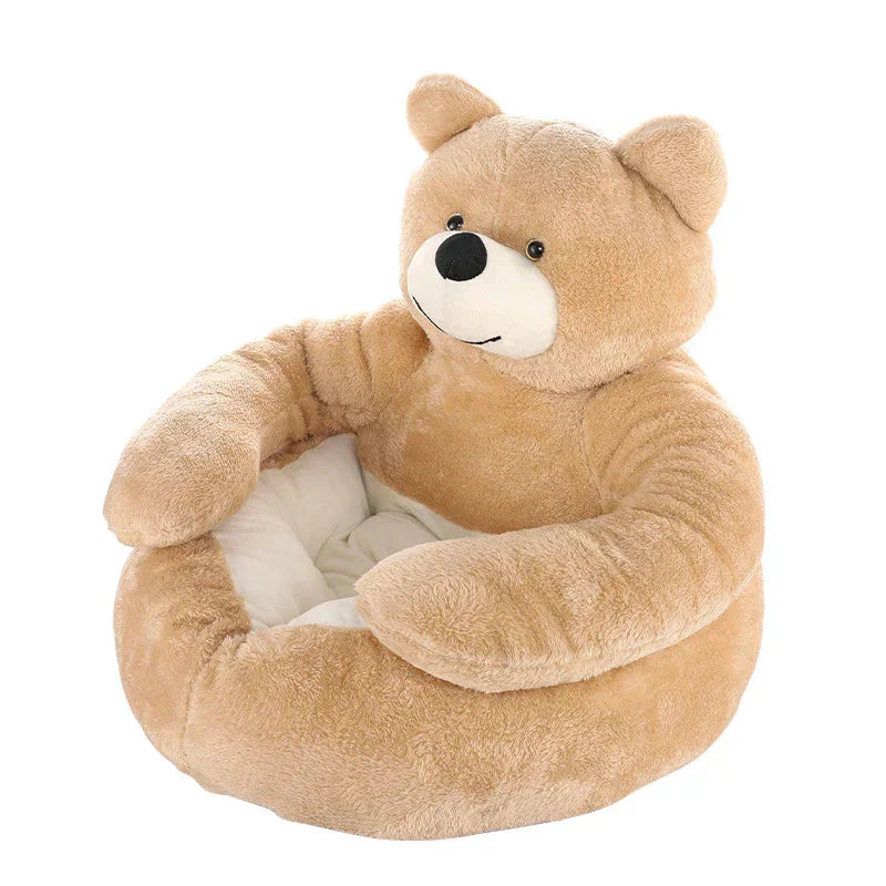 Plüsch-Teddybär-Sessel für Kinder, beige, kuschelig, bequem, Spielzimmer-Dekoration.