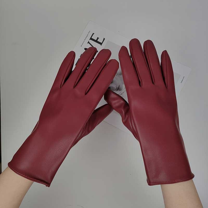 Damenhandschuhe aus rotem Leder, elegant und stilvoll, ideal für Herbst und Winter. Perfekt für Modebewusste, die Komfort und Stil schätzen.