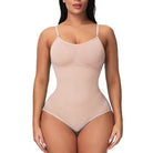 Nahtloser Shapewear-Body in Beige für Damen, formt Taille und Hüfte, ideal für unsichtbare Unterstützung unter Kleidung. Perfekte Passform.