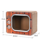 Katzenhaus aus Pappe in Retro-TV-Design, braun, 39,5x31x22cm, umweltfreundlich, für Katzen.