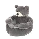 Grauer Plüsch-Bärensessel für Kinder, gemütlicher Sitz, weiches Material, Spielzimmer-Dekor.