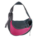 Schultertasche für Haustiere, pink-schwarz, atmungsaktives Netz, verstellbarer Gurt, Outdoor.