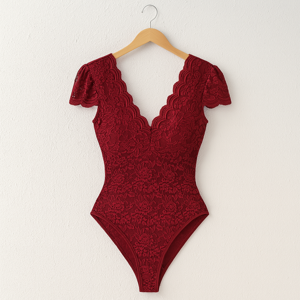 Shapesuit mit V-Ausschnitt und zarter Spitze für eine schlanke Silhouette