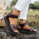 Damen-Sommersandalen 2023, braun, römischer Stil, Plateau, Outdoor, modisch, lässig.