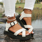 Damen-Sommersandalen 2023, weiße Riemen, Plateau, sportlich, modisch, Outdoor, lässig.