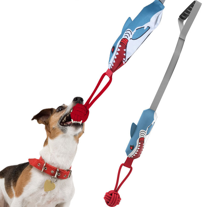 Hundespielzeug Hai-Design, rot-blau, robustes Kauspielzeug, interaktives Zerrspiel für Hunde
