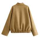 Goldene Paillettenjacke für Damen, Herbstmode 2023, lange Ärmel, runder Hals, stilvolle Oberbekleidung, ideal für trendige Outfits.