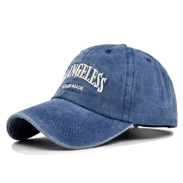 Unisex Hip-Hop Trucker Cap in Blau mit "Los Angeles"-Stickerei, Retro-Baseball-Design, ideal für Männer und Frauen, lässige Baumwollmütze.