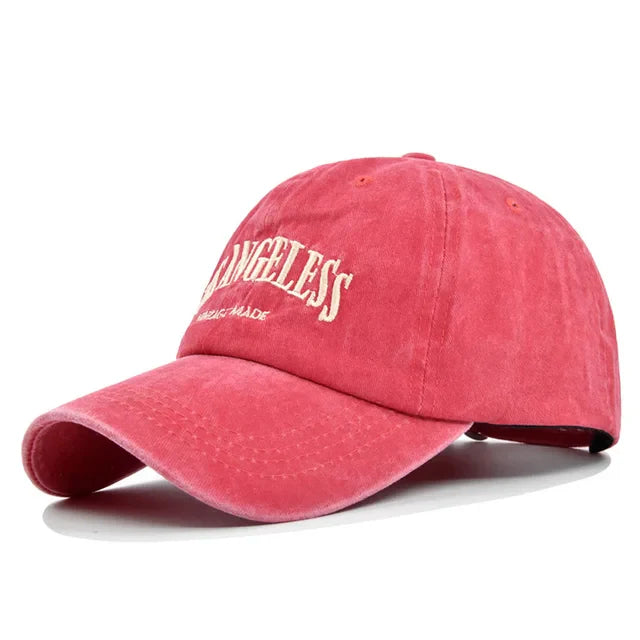 Unisex Hip-Hop Trucker Cap in Rot, Baumwolle, mit "Los Angeles"-Stickerei. Retro-Baseball-Design, ideal für Männer und Frauen, modisch und lässig.