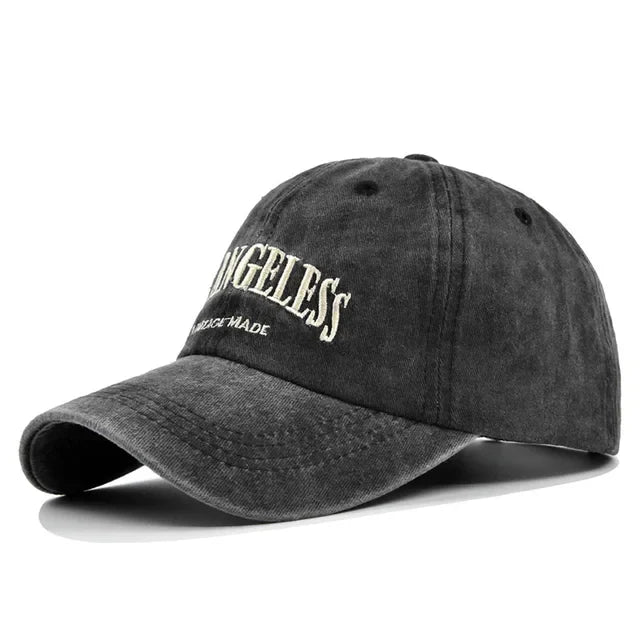 Unisex Hip-Hop Trucker Cap in Schwarz, Retro-Baseball-Stil, Baumwolle, mit "Los Angeles"-Stickerei. Ideal für Männer und Frauen, modisch und lässig.