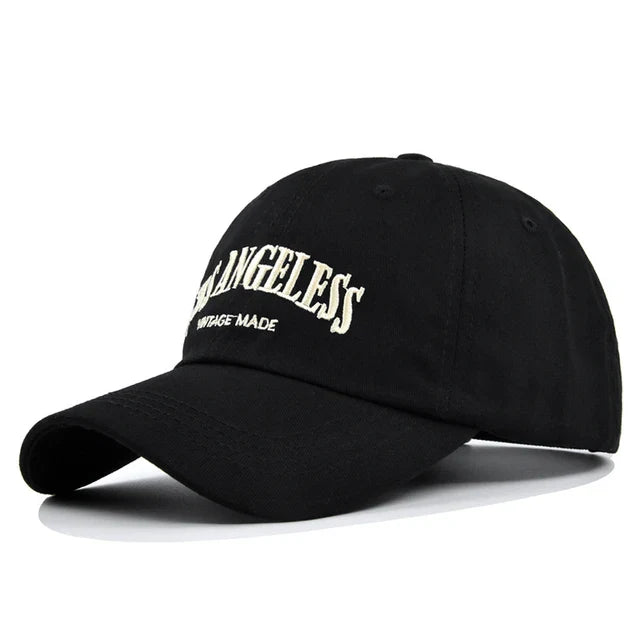 Schwarze Unisex-Trucker-Cap mit "Los Angeles"-Stickerei, Retro-Baseball-Design, ideal für Hip-Hop-Mode, aus Baumwolle, für Männer und Frauen.