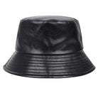 Unisex PU-Leder Fischerhut in Schwarz, ideal für Outdoor-Aktivitäten. Modischer Eimerhut, schützt vor Sonne, perfekt für Casual-Looks.