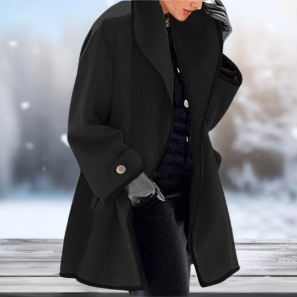Eleganter schwarzer Wintermantel für Herren, ideal für kalte Tage. Stilvoll, warm und zeitloses Design. Perfekt für Business und Freizeit.