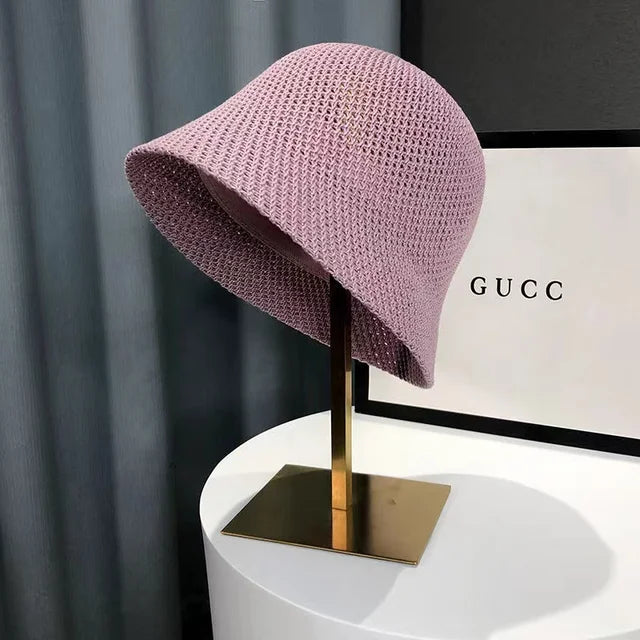 Rosa Sommer-Emmerhut aus atmungsaktivem Material, ideal für Strand und Outdoor. Modischer, faltbarer Sonnenhut für Damen.