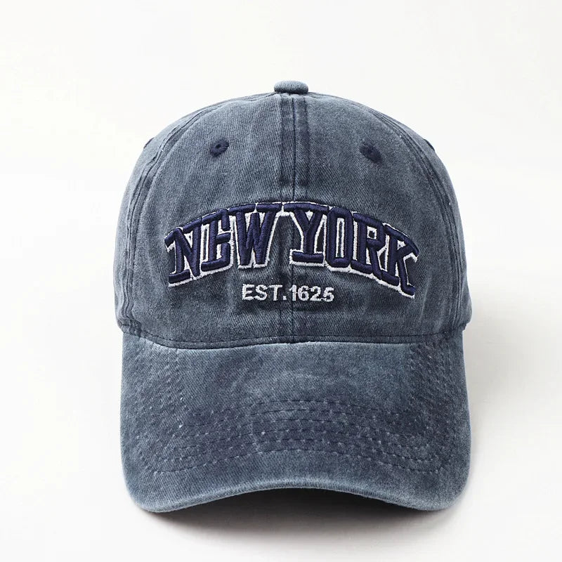 Verwaschene Baseballkappe mit "New York" Stickerei, Snapback-Design, ideal für Herren, Hip-Hop, Wandern, Sonnenschutz. Perfekt für Studenten.