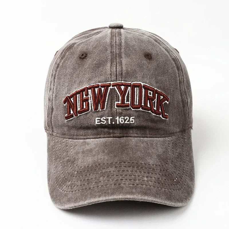Graue Baseballkappe mit "New York" Stickerei, verwaschenem Look, ideal für Hip-Hop, Wandern, Sonnenschutz. Perfekt für Studenten und Männer.