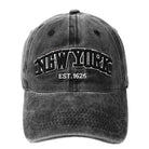 Graue Baseballkappe mit "New York" Stickerei, ideal für Hip-Hop und Outdoor-Aktivitäten. Modisches Accessoire für Herren, UV-Schutz inklusive.