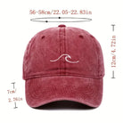 Rote Baseballkappe mit Wellenstickerei, Vintage-Design, verstellbar, unisex, ideal für Hip-Hop und Freizeit. Perfekt für Damen und Herren.