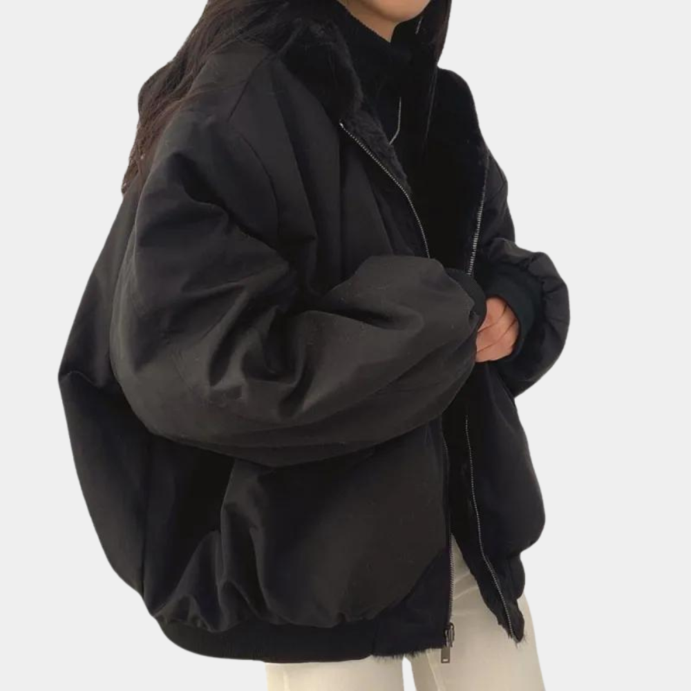 Damen Winterjacke in Schwarz, warm und stilvoll, ideal für kalte Tage. Perfekte Passform, hochwertiges Material, modisches Design.