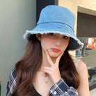 Damen-Bucket-Hat aus Baumwolle, blau, modisch und wendbar. Perfekt für Sommer, Strand und Reisen. Trendiger Fischerhut für Frauen.