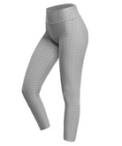 Graue Anti-Cellulite-Leggings, Texturdesign, hohe Taille, Sportbekleidung für Damen.