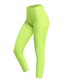 Grüne Anti-Cellulite-Leggings, Textur, hohe Taille, Sportbekleidung, Damenmode.