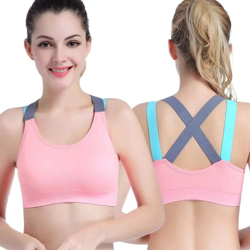 Atmungsaktiver Sport-BH in Rosa, ideal für Fitness und Yoga. Verstellbare Träger, hoher Tragekomfort, perfekte Unterstützung beim Training.