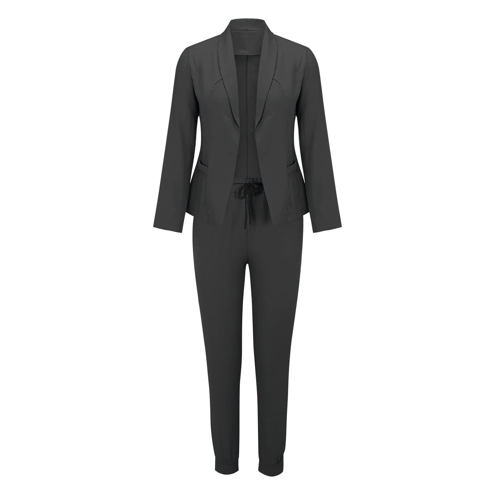 Eleganter schwarzer Damen-Jumpsuit mit Blazer-Design, ideal für Business und Freizeit. Modischer Einteiler, bequem und stilvoll.