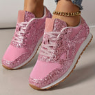 Damen-Sneaker in Rosa mit Glitzer, modisch und bequem, ideal für Freizeit und Sport. Trendige Turnschuhe mit rutschfester Sohle.