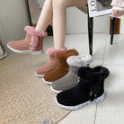 Damen-Winterstiefel mit Kunstfell, rutschfeste Sohle, in Rosa, Braun, Grau und Schwarz. Perfekt für kalte Tage, modisch und bequem.