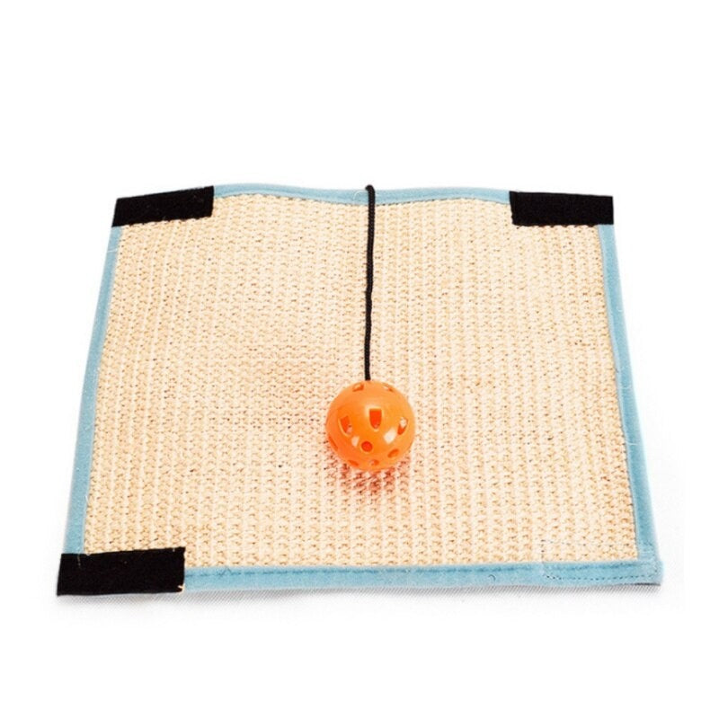 Katzenspielzeug: Kratzmatte mit orangefarbener Ball, Sisal, interaktiv, langlebig, ideal für Katzenpflege und Spielspaß, rutschfest, robust.