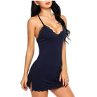 Damen Nachthemd in Marineblau, bequem und elegant, mit Spitzenbesatz und verstellbaren Trägern. Perfekt für Nachtwäsche und Loungewear.