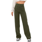 Damenhose in Olivgrün, High-Waist, weites Bein, modisch, bequem, ideal für Freizeit und Büro, trendige Damenmode, vielseitig kombinierbar.