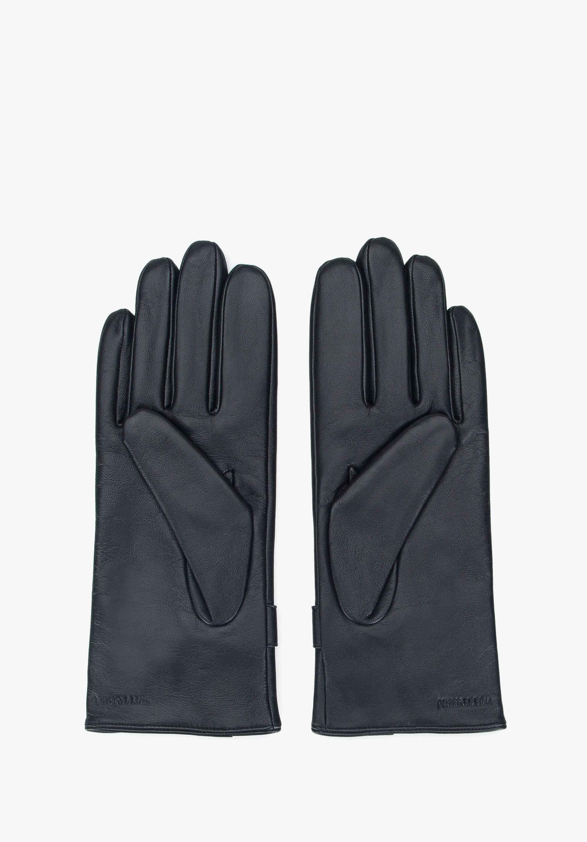Schwarze Lederhandschuhe für Herren, elegant und zeitlos, ideal für Wintermode. Hochwertiges Material, perfekte Passform, stilvolles Accessoire.