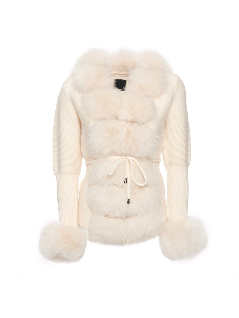 Cremefarbene Jacke mit Kunstfell, elegantes Design, warm und stilvoll, ideal für Wintermode, Damenbekleidung, modische Oberbekleidung.