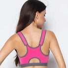 Doppelter Sport-BH mit Reißverschluss in Pink, ideal für Fitness und Yoga. Bequemer Halt, atmungsaktiv, modisch und funktional.