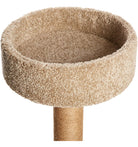 Kratzbaum Plattform beige, runde Form, Plüschmaterial, Katzenmöbel, stabiler Sisalstamm.
