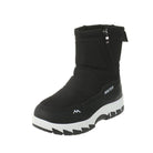 Schwarzer Winterstiefel mit Reißverschluss, rutschfester Sohle und modernem Design. Perfekt für Outdoor-Aktivitäten und kaltes Wetter.