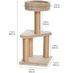Kratzbaum beige, 3 Ebenen, Sisal, 80 cm hoch, Katzenmöbel, stabiler Katzenbaum, Kletterturm.