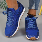 Blaue Glitzer-Sneaker für Damen, modisch und bequem, ideal für Freizeit und Sport. Perfekt kombinierbar mit Jeans und lässigen Outfits.