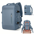 Moderner, blauer Rucksack mit USB-Anschluss, ideal für Reisen und Business. Vielseitig, wasserabweisend, mit Laptopfach und Trolley-Befestigung.