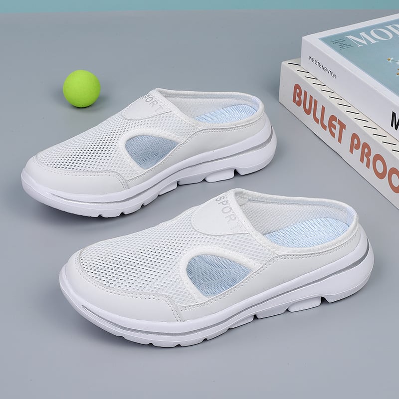 Weiße Sportschuhe mit Mesh-Oberfläche, rutschfeste Sohle, ideal für Fitness und Freizeit. Bequeme, atmungsaktive Sneaker für Damen und Herren.