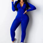Damen-Sweatshirt-Set in Marineblau, figurbetont, mit Reißverschluss. Perfekt für Sport und Freizeit. Modische, bequeme Damenbekleidung.
